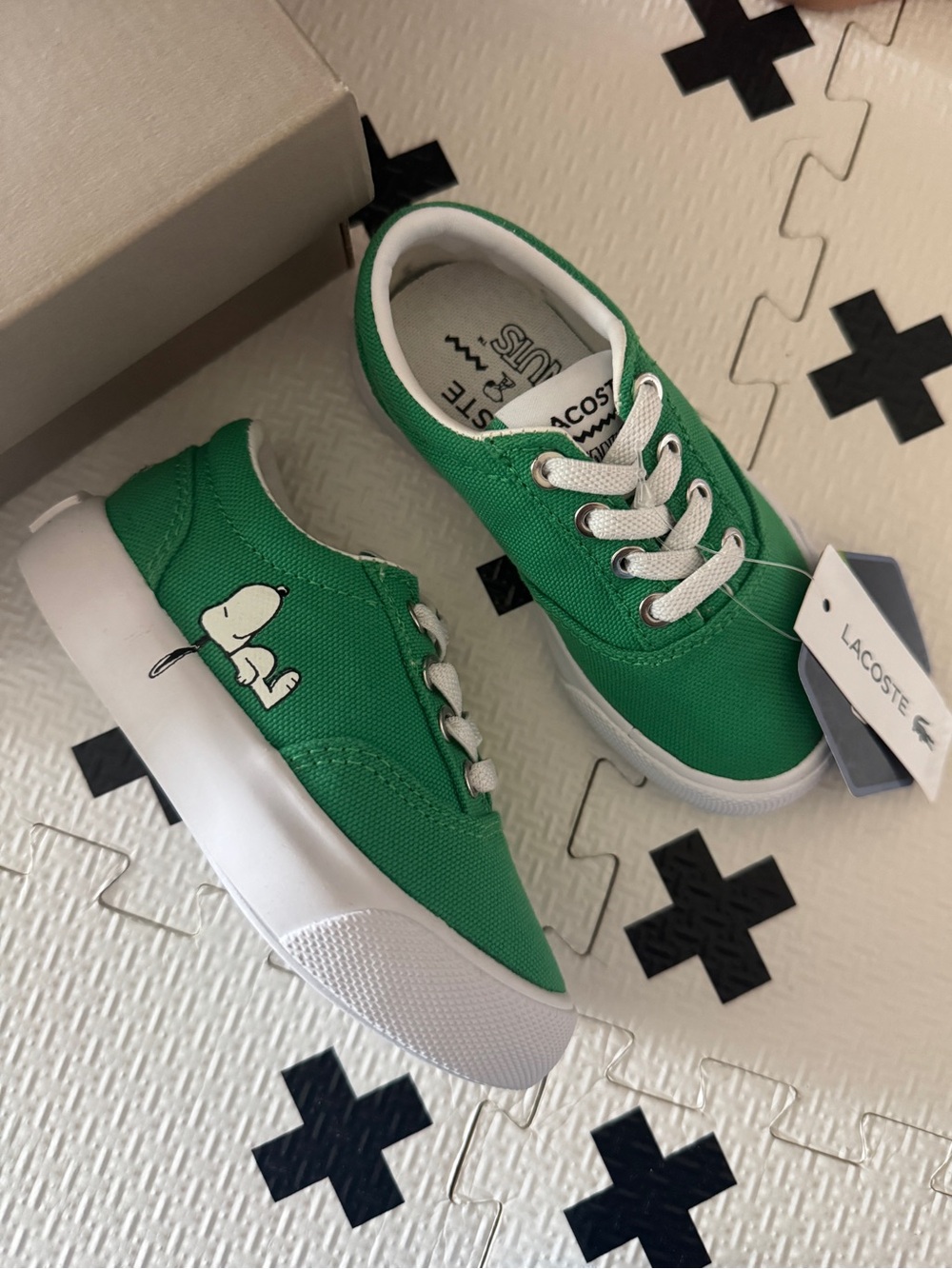 NIB Lacoste x Peanuts Snoopy Jump Serve Canvas Sneakers Green Toddler 6 $70 MSRP
